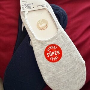 Invisible No-Show Socks - Light Gray & Navy (2-Pack)